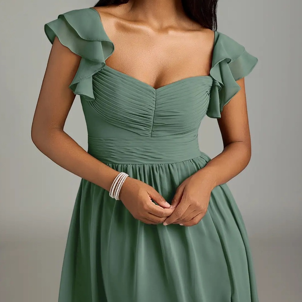 AZAZIE ANAYA Eucalyptus A-Line Sweetheart Neckline Chiffon Dress - Picture 5 of 5